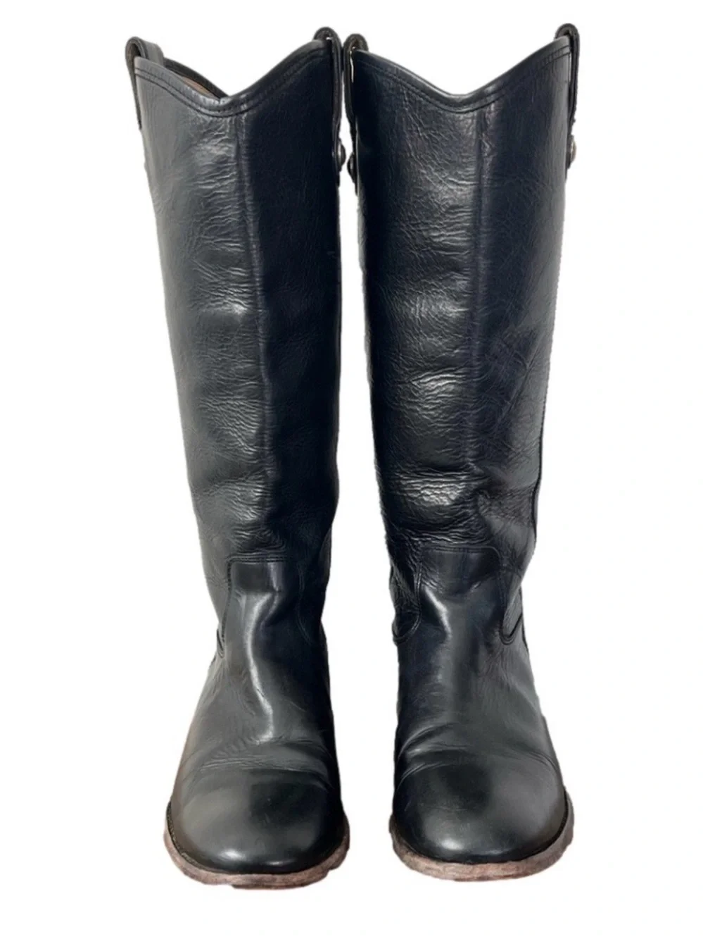 Frye Black Leather Mid-Calf Riding Boots
